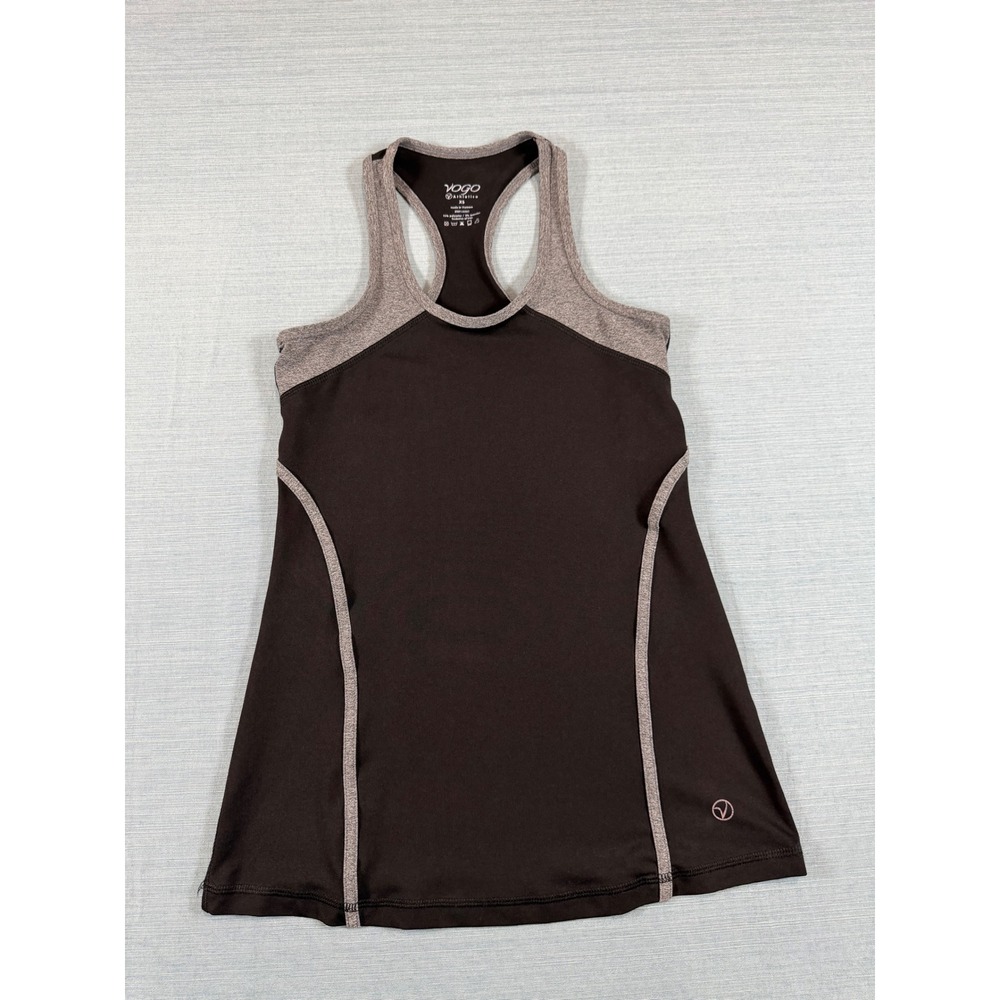 Vogo Athletica Womens XS Racerback Tank Top‎ Black Gray Trim Yoga Gym Workout
